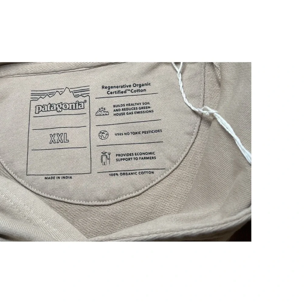 Patagonia Organic Cotton Hoodie XXL Beige Tan Pullover Sweatshirt Oversized